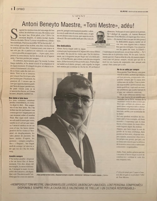 Toni Mestre. Adeu.